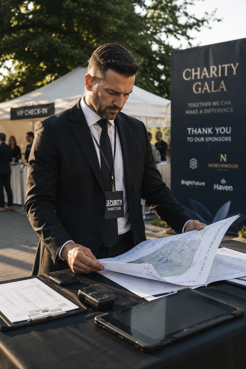 Security officer reviewing an event plan